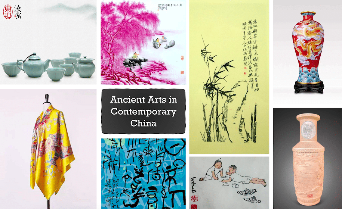 Ancient Arts in Contemporary China - wood block printing, porcelain and silk scarves